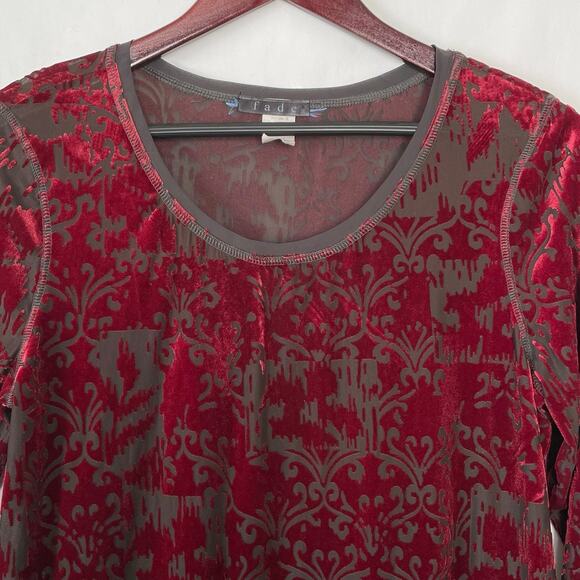 VTG Y2K Velvet Burnout Womens Top Whimsigoth Fairy Witchy 3/4 Sleeves Size Large - Picture 3 of 7